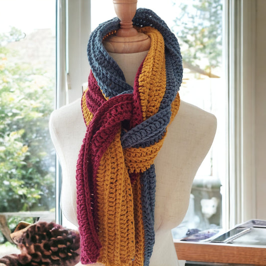 Crochet Scarf ( 3 shades ) - Beginner